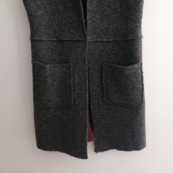 Anthropologie Moth Morris Wool Sleeveless Duster Vest Gray Maroon XS/S - Picture 9 of 17